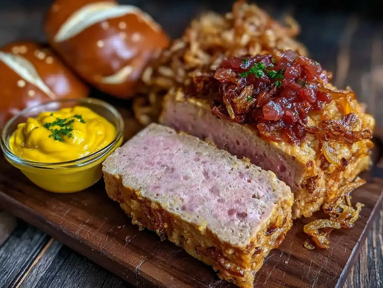 Oktoberfest Leberkäse mit Röstzwiebeln: 15 Min. Abendessen 4 Oktoberfest Leberkäse mit Röstzwiebeln preparation steps