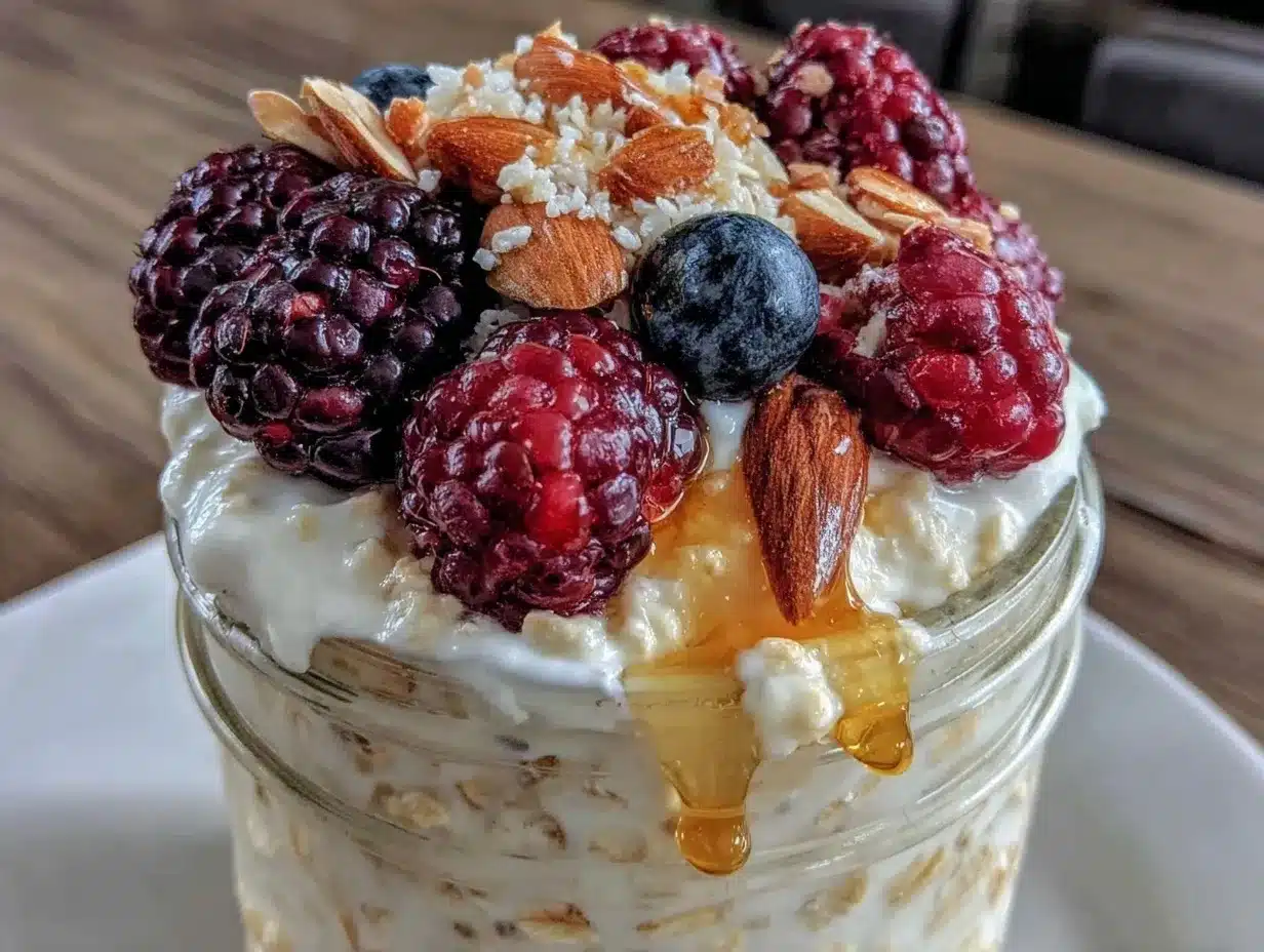 Overnight Oats mit Beeren: 5 Min. Frühstück 4 Overnight Oats mit Beeren preparation steps