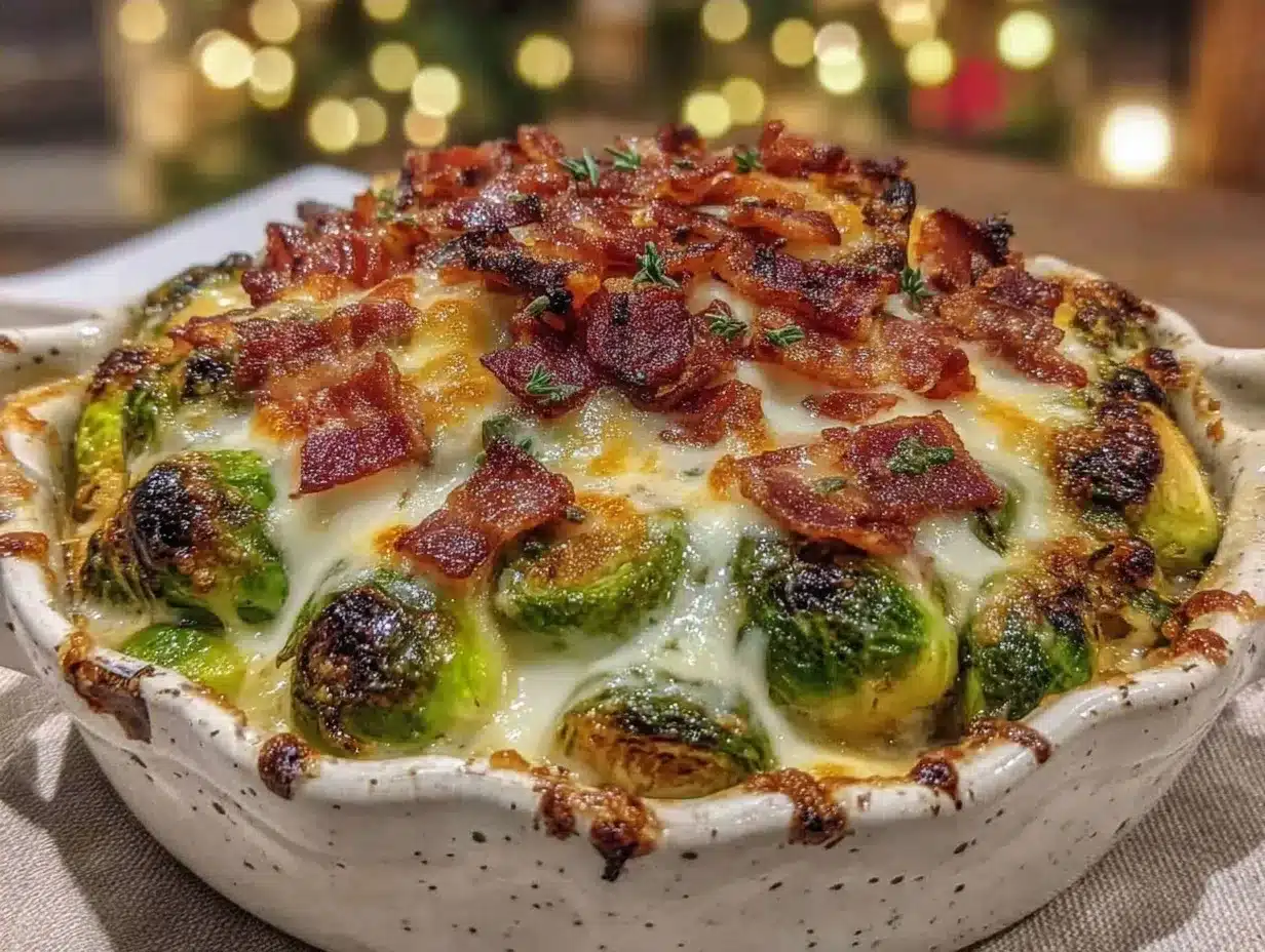 Rosenkohl-Auflauf mit Speck: Super einfach 4 Rosenkohl-Auflauf mit Speck preparation steps