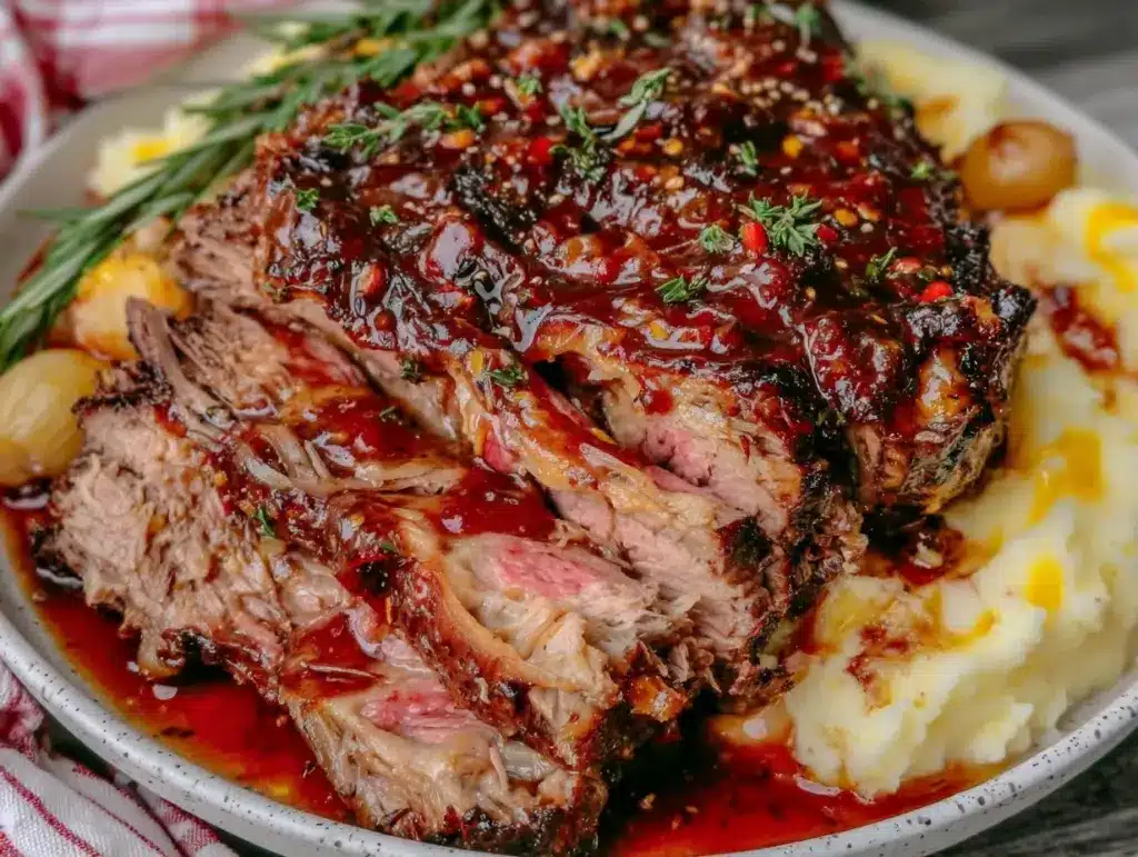 Saftiger Rinderbraten mit Rotweinsoße - featured image
