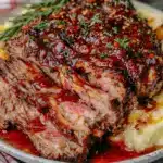Saftiger Rinderbraten mit Rotweinsoße - featured image