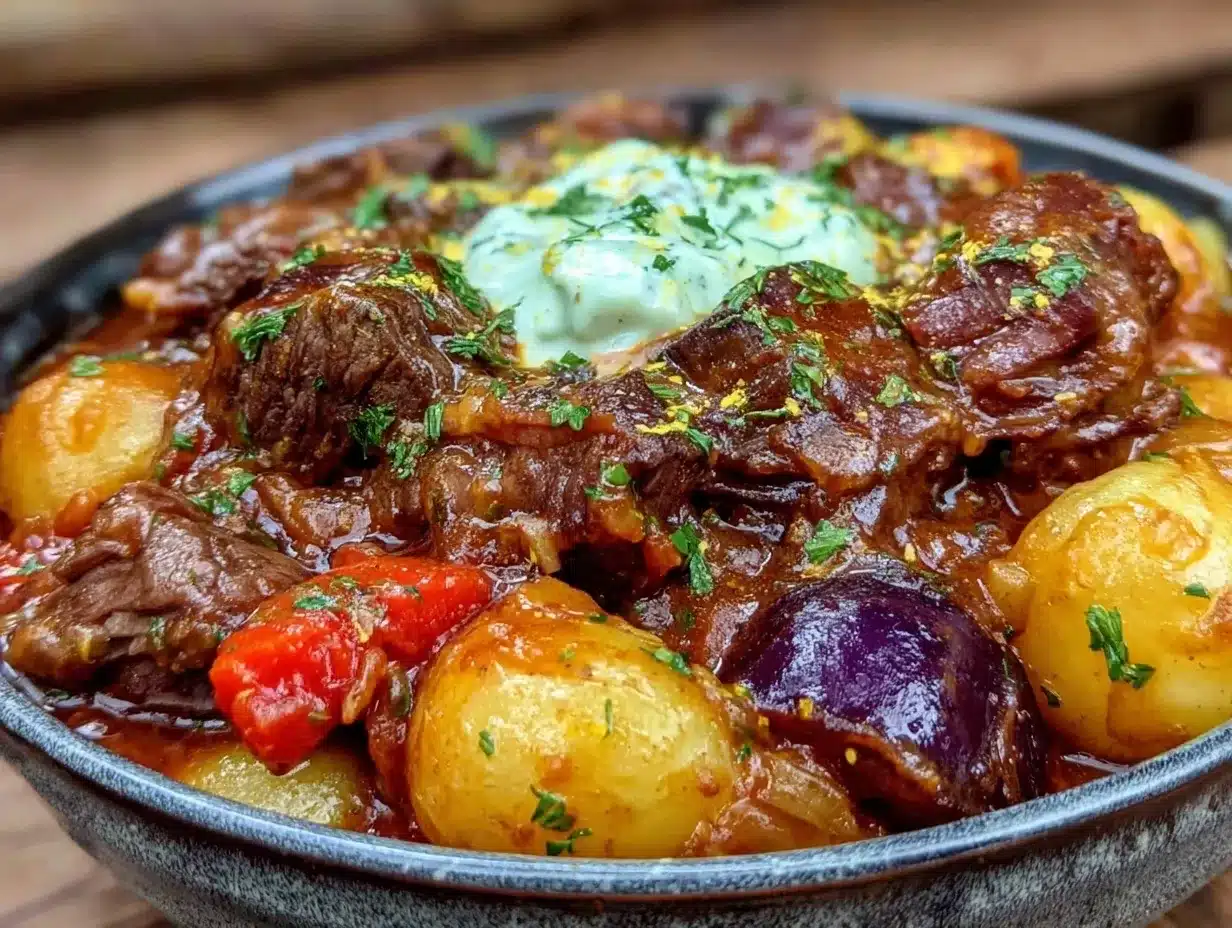 Slow Cooker Rindergulasch: 30-Minuten Einfaches Abendessen 4 Slow Cooker Rindergulasch preparation steps