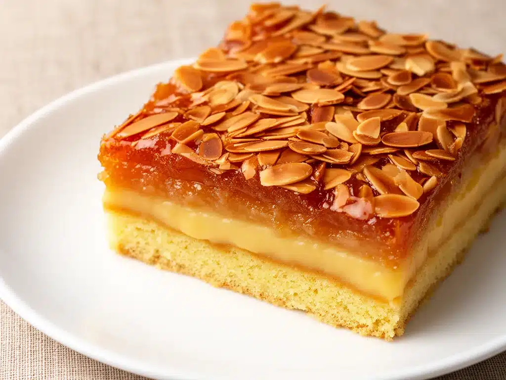 Cremiger Bienenstich mit Mandeln: 5 Min. einfaches Rezept 3 cremiger Bienenstich mit Mandeln preparation steps