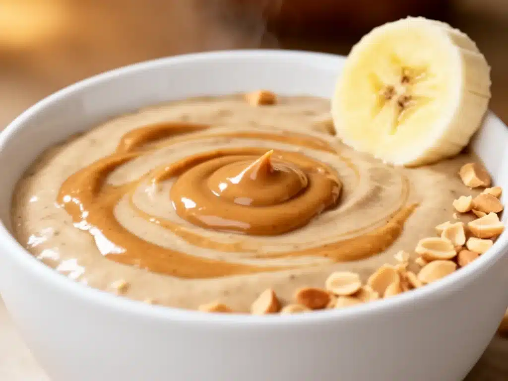 cremiger veganer Bananen-Smoothie mit Erdnussbutter - featured image