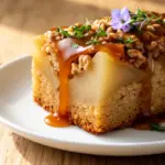 Erntedank Birnen-Walnuss-Kuchen mit Karamell - featured image