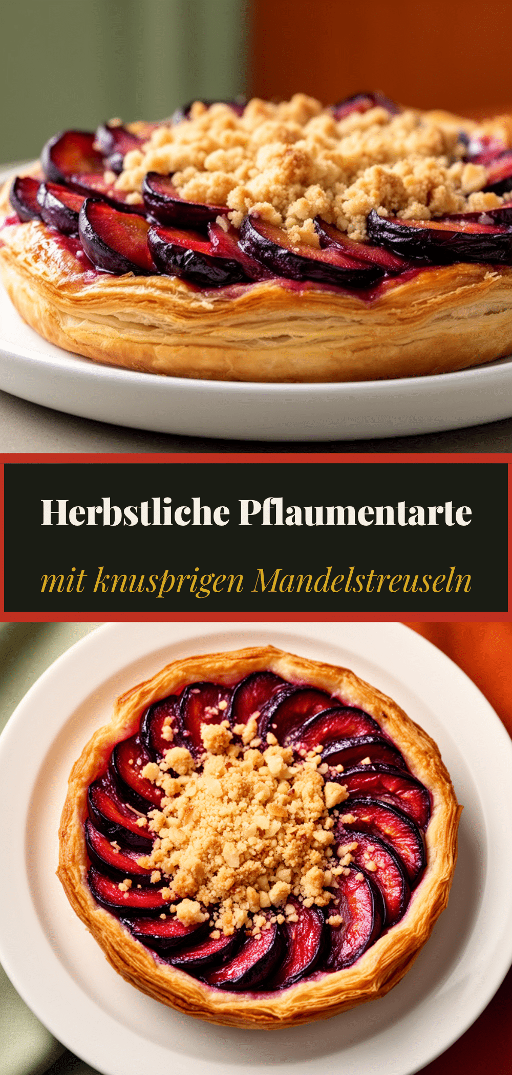 Herbstliche Pflaumentarte: 5 Schritte für knusprige Mandelstreusel 5 herbstliche Pflaumentarte mit knusprigen Mandelstreuseln recipe