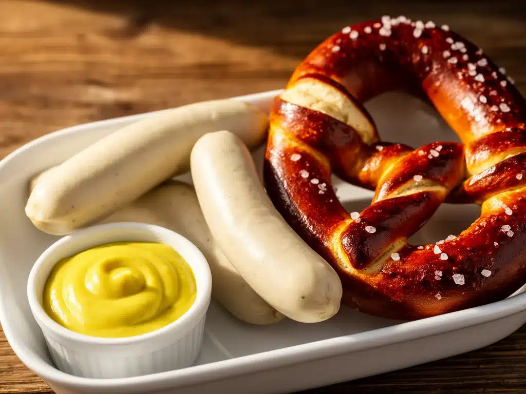 Klassische Weißwurst mit Brezel und Senf - featured image