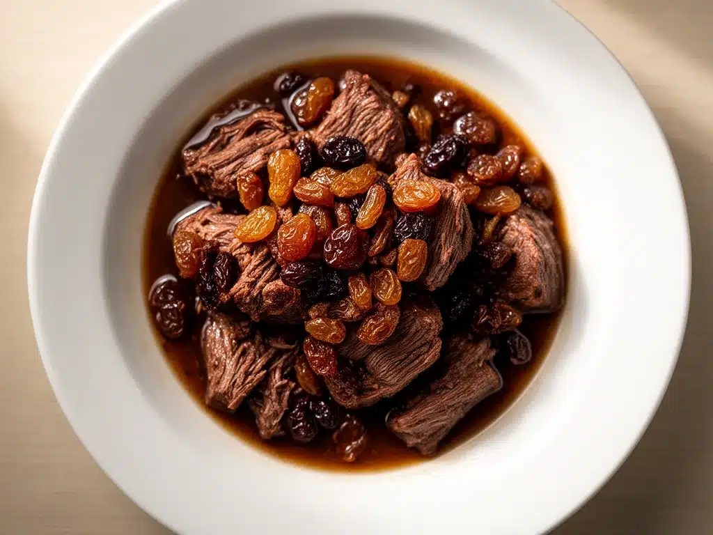 Rheinischer Sauerbraten: 6h marinieren 4 rheinischer Sauerbraten mit Rosinen preparation steps