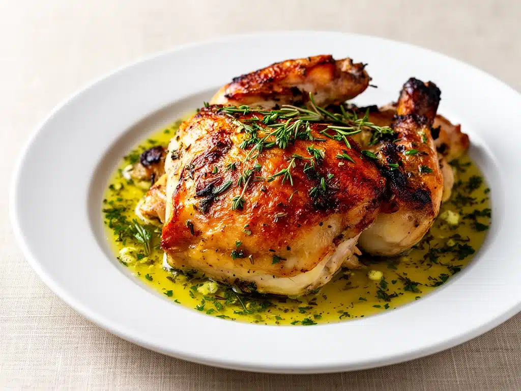 Saftiges Ofenhähnchen mit Kräuterbutter - featured image