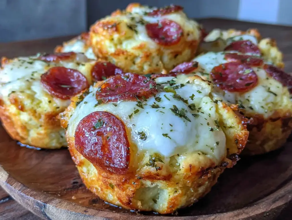 Pizza-Muffins mit Salami und Mozzarella - featured image