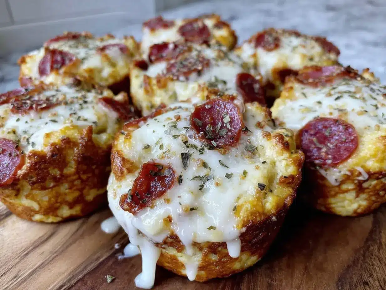 Pizza-Muffins mit Salami und Mozzarella: Wohltuender Selbstfürsorge 4 Pizza-Muffins mit Salami und Mozzarella preparation steps