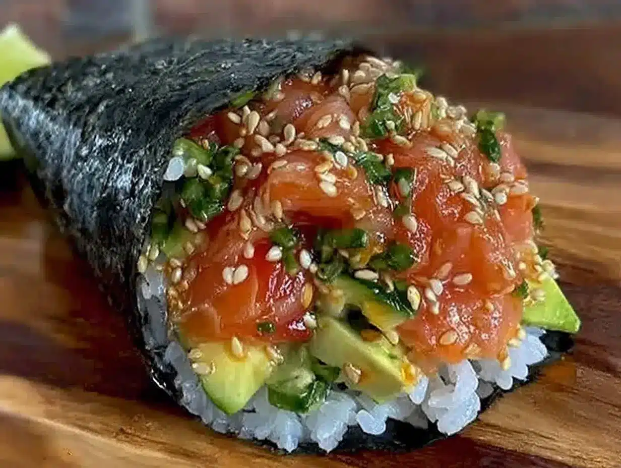 Sushi-Burrito: Perfekt zum Einlegen & Portionieren 4 Sushi-Burrito preparation steps