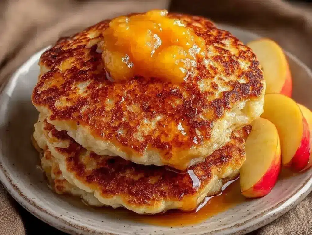 zuckerfreie Hafer Pancakes mit Apfelmus - featured image