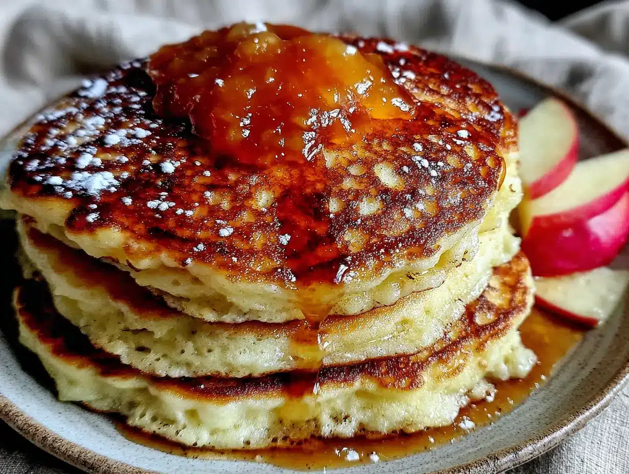 Zuckerfreie Hafer Pancakes mit Apfelmus: 3 Einfache Zutaten 4 zuckerfreie Hafer Pancakes mit Apfelmus preparation steps