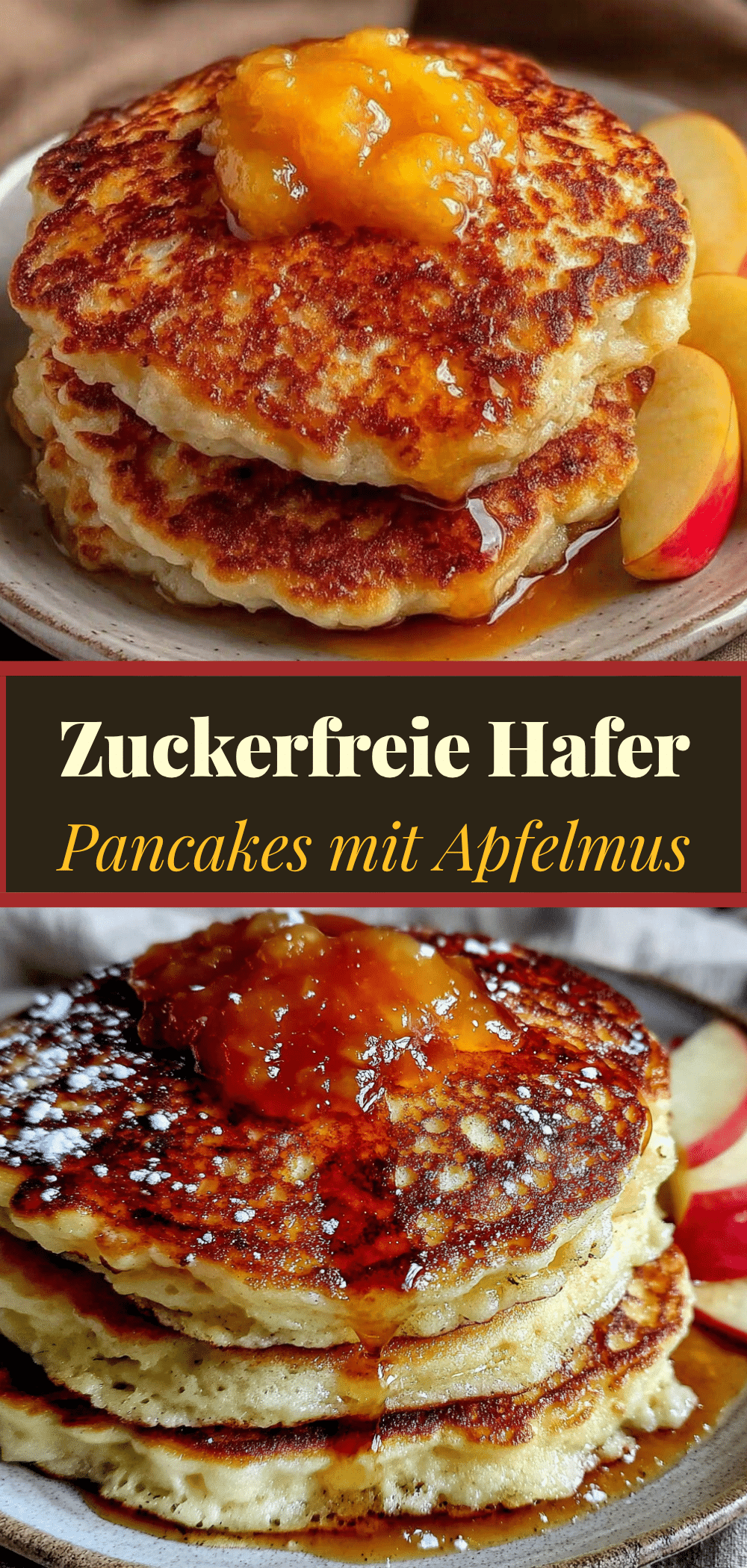 Zuckerfreie Hafer Pancakes mit Apfelmus: 3 Einfache Zutaten 5 zuckerfreie Hafer Pancakes mit Apfelmus recipe